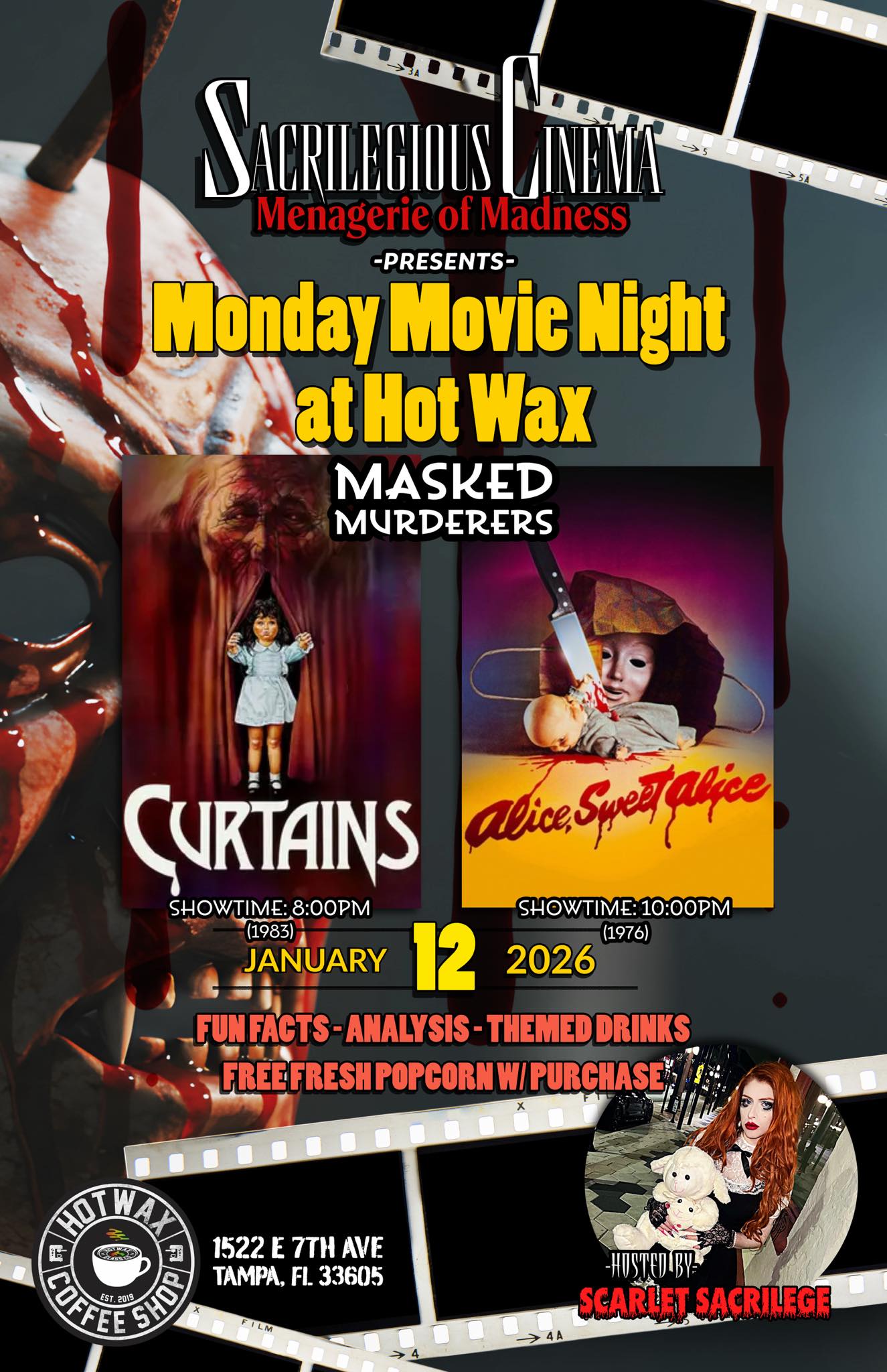 1/12/2026- Curtains (1983) and Alice, Sweet Alice (1976)